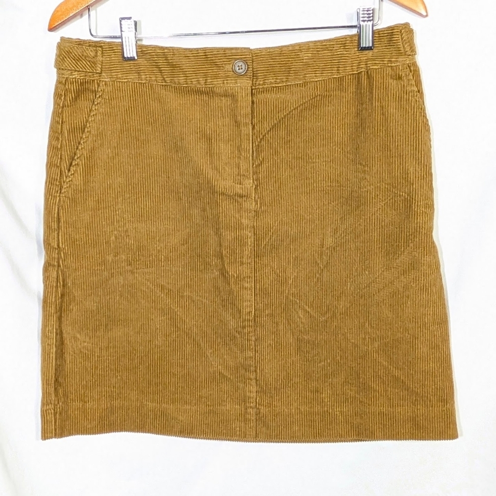 Talbots Corduroy Skirt Womens Carmel Brown Academia Country Preppy Pencil 8P New - Picture 2 of 11